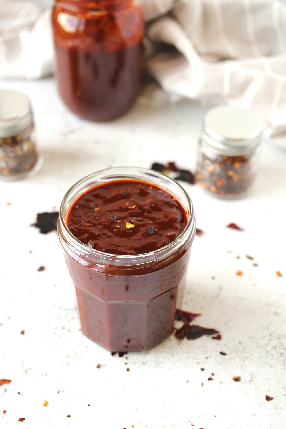 a dairy-free chocolate spicy Mexican Sauce in a jar