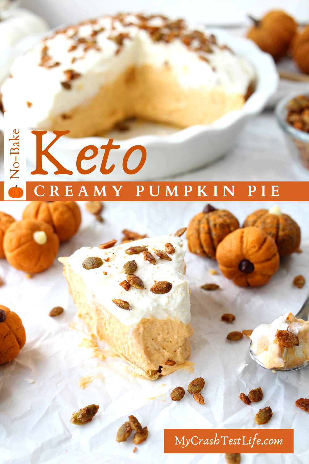 mile high keto pie is made with cream cheese, pumpkin puree and heavy cream