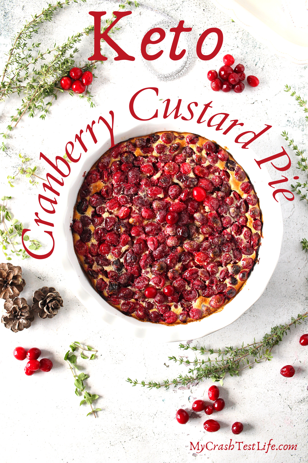 a crustless keto pie with cranberries