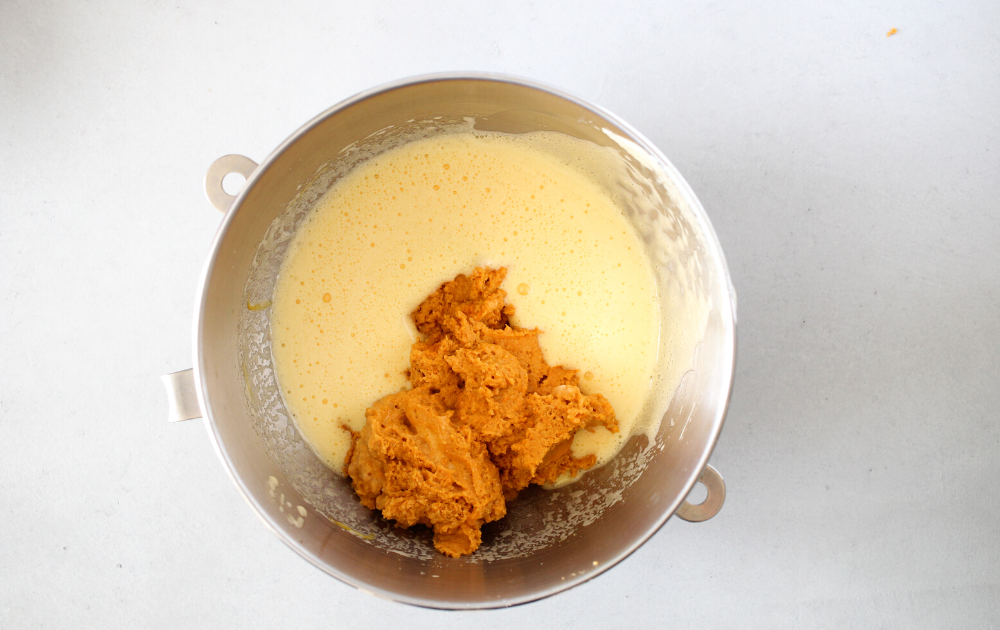 Instructions - Add the loosened pumpkin mixture to the whipped eggs