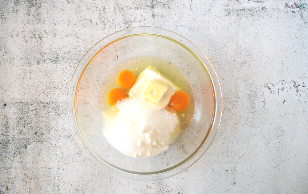Instructions - Add the cream cheese, eggs, sweetener, and butter in a large bowl