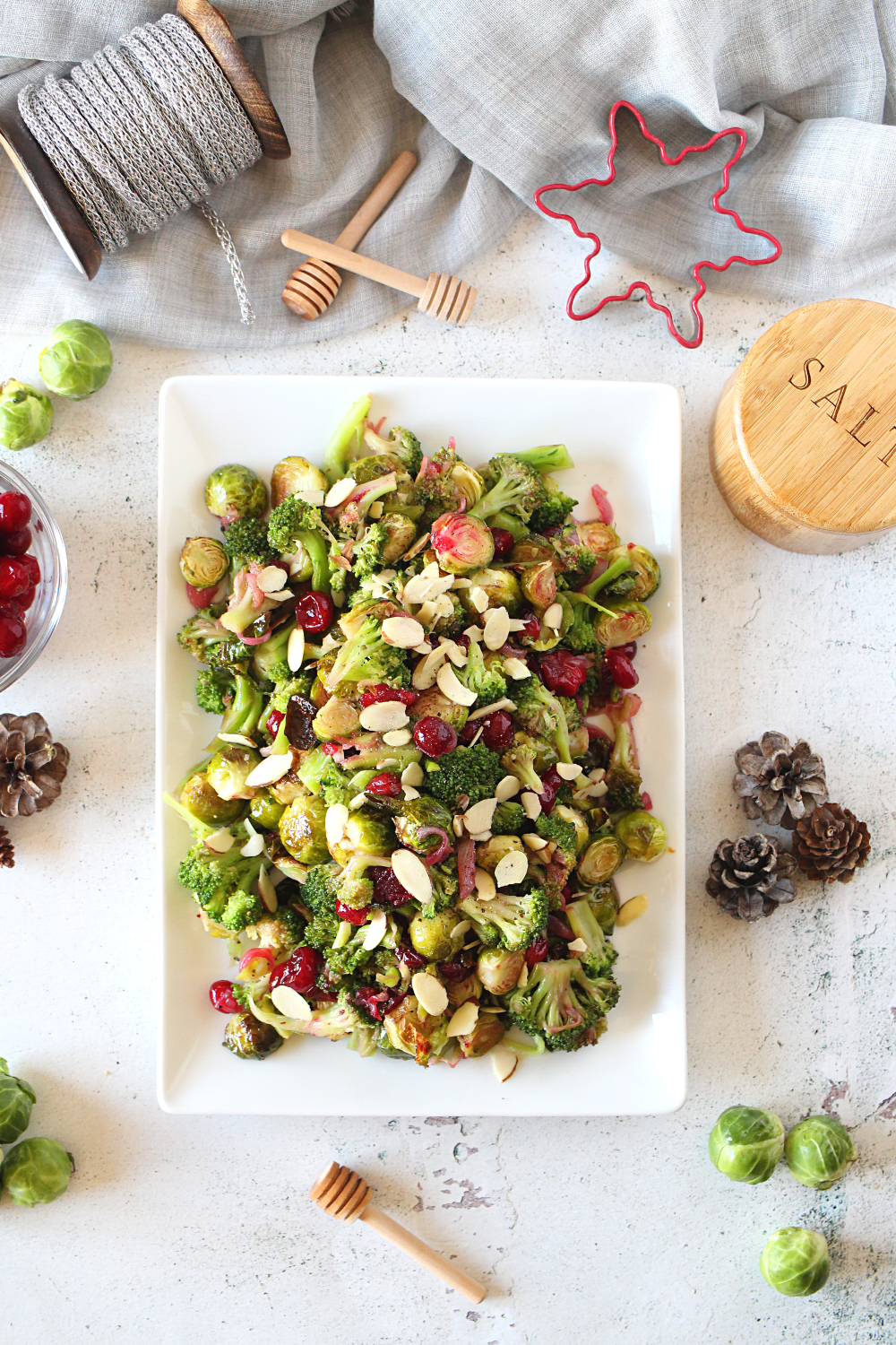 keto broccoli salad recipe tossed in a sweet cranberry vinaigrette