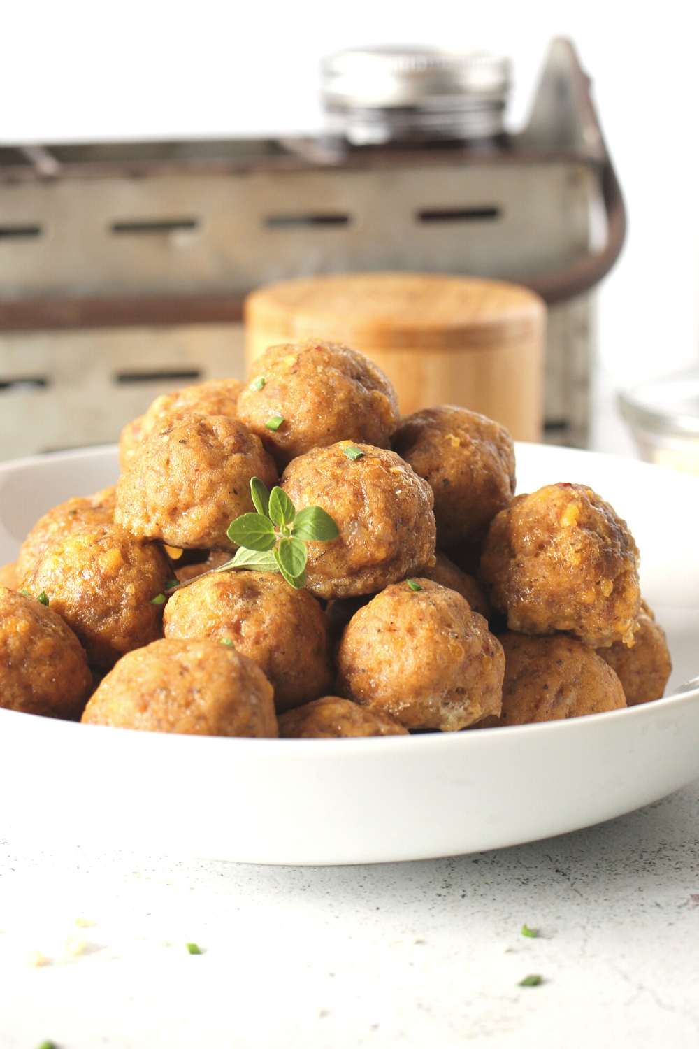 keto sausage bites in a serving bowl