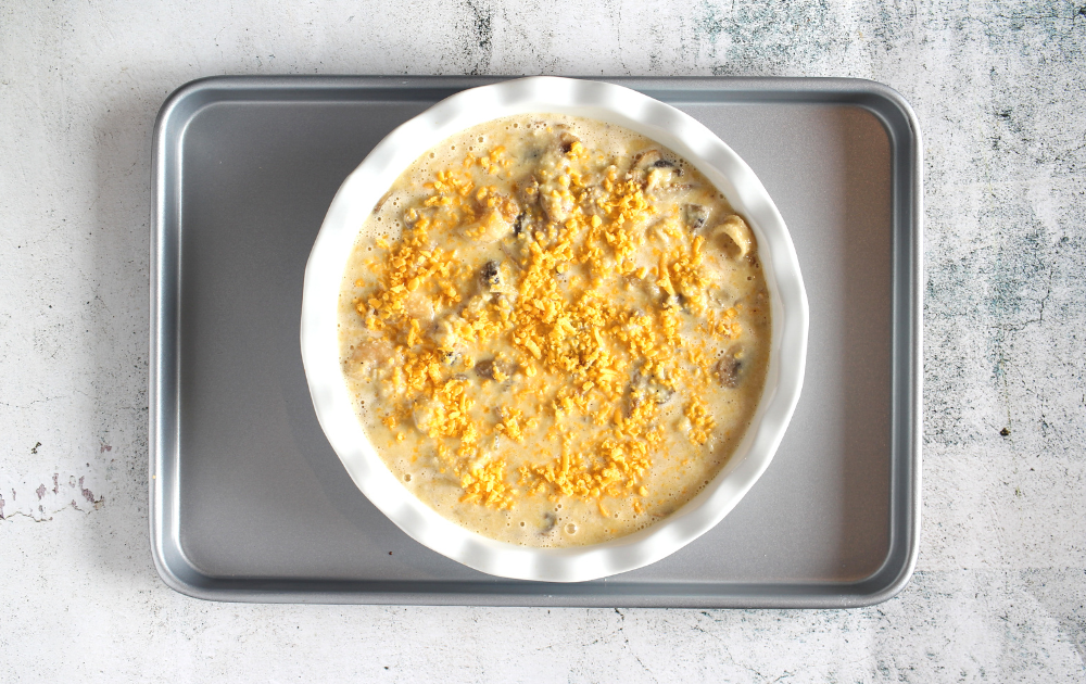 INstructions - Carefully pour the mixture into a baking pan and place the pan on a rimmed baking sheet.