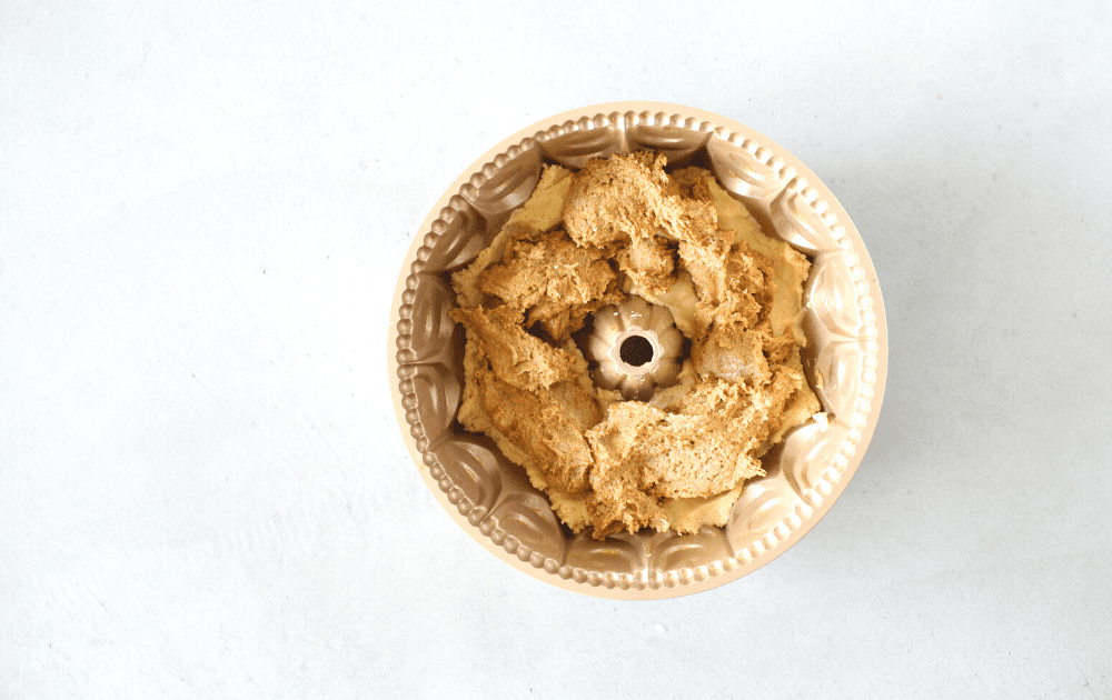 Remove ⅓rd of the mixture and place it in a separate bowl. Add the brown sugar and cinnamon to the mixture and mix until fully combined. This is going to be your cinnamon layer.