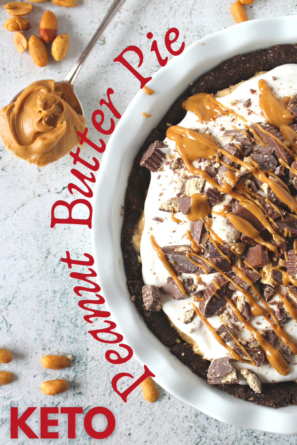 no-bake keto pie filled with peanut butter
