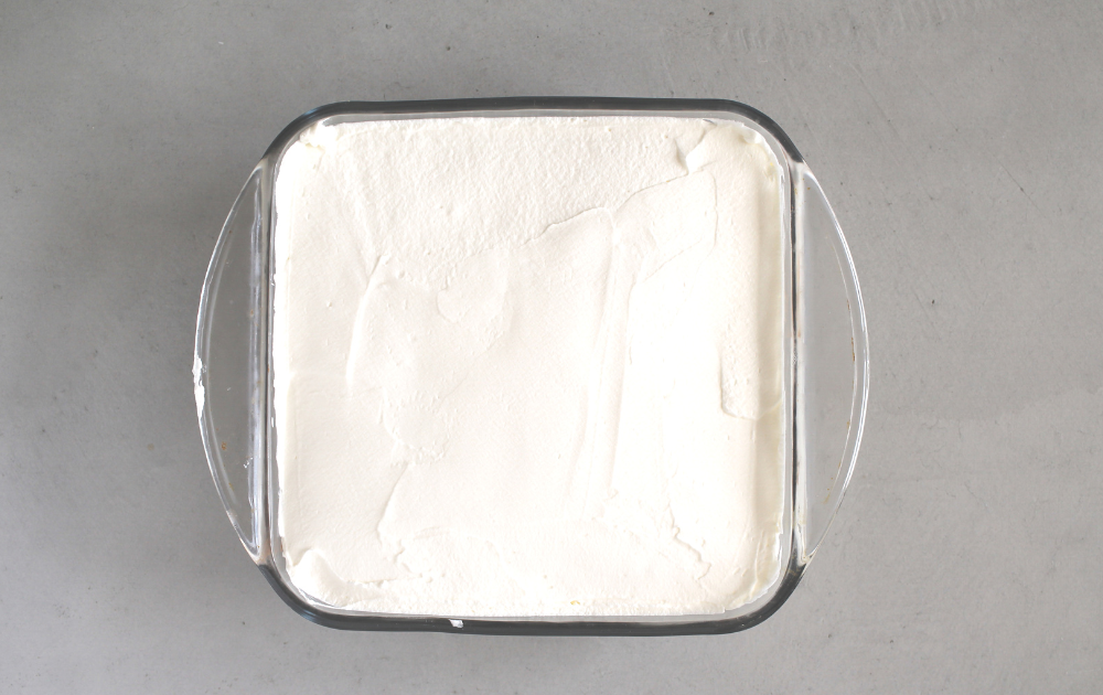  In a large bowl, beat the heavy whipping cream, allulose, vanilla and salt until stiff peaks form.  Spread the whipped topping over the keto homemade chocolate pudding layer and place the keto chocolate lasagna in the fridge to firm for at least 3 hours.