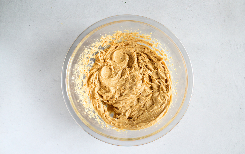 Beat the brown sugar substitute, peanut butter, shortening, egg, milk (or liquid sweetener), and vanilla in a large bowl with a mixer on high speed until smooth and fluffy.