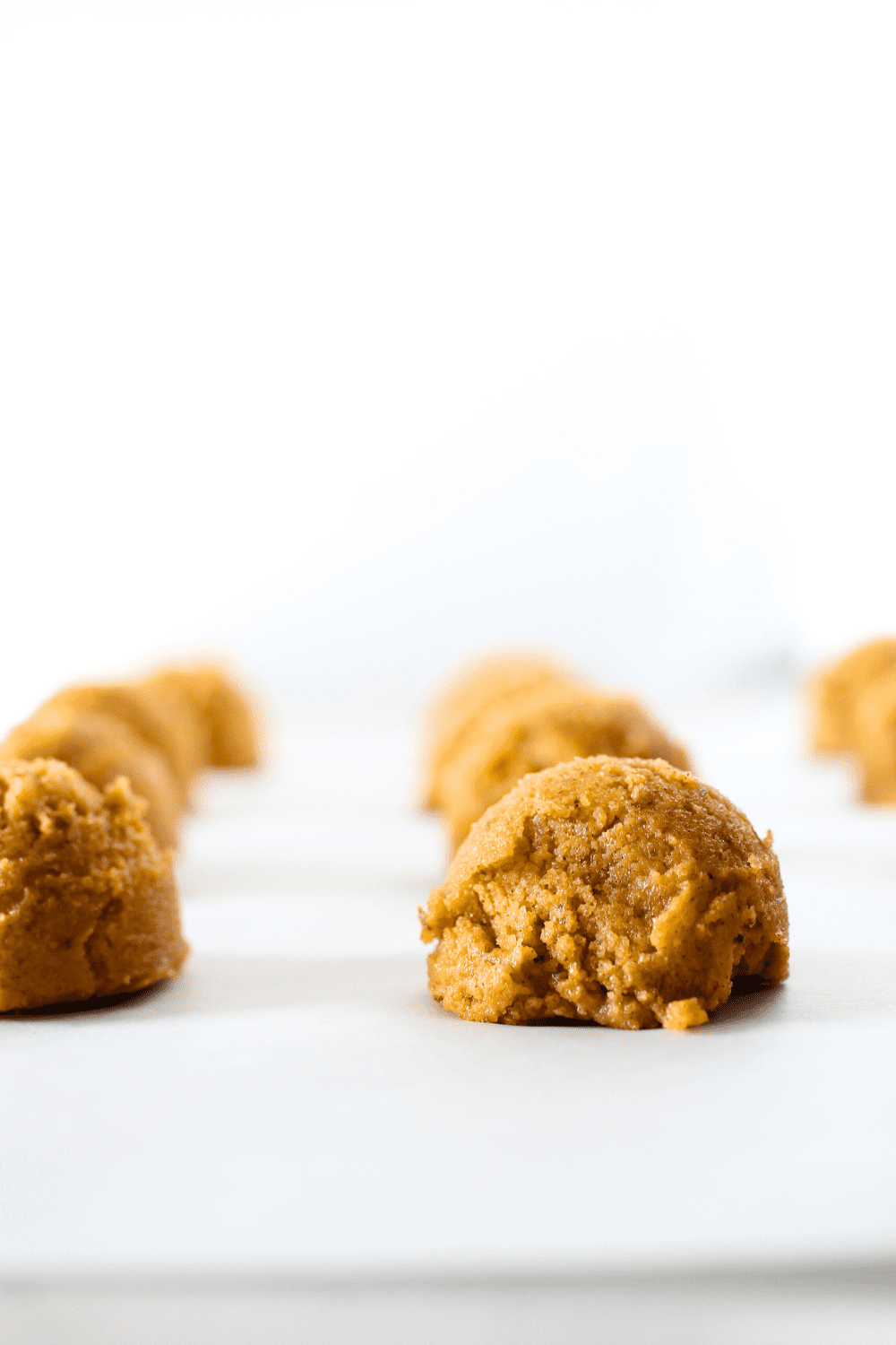 front view of gluten-free pumpkin cookie dough before being baked