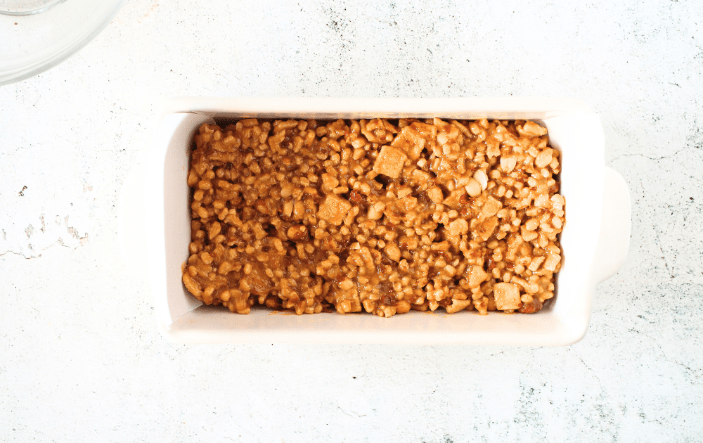 top view of a loaf pan with keto cereal breakfast bars