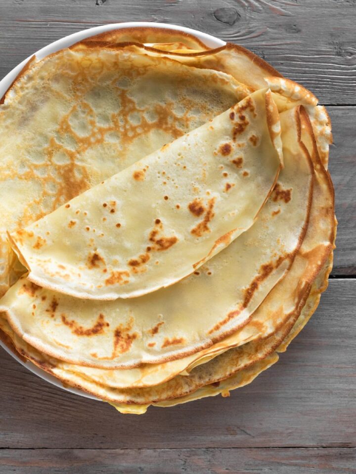 a stack of protein-sparing modified fasting crepes on a plate