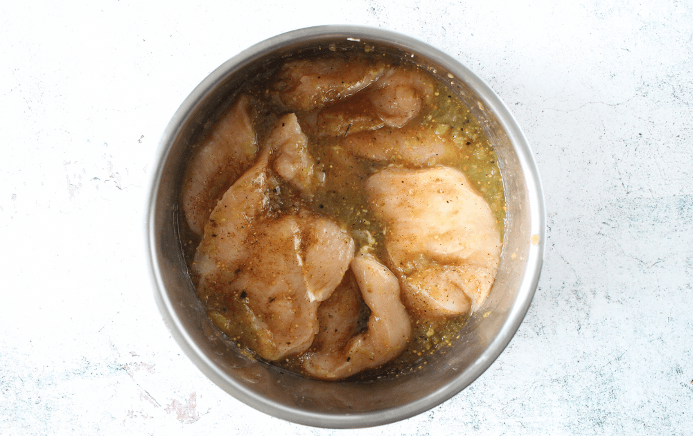 top view of pressure cooked chicken