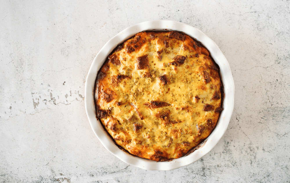 top view of the baked Keto pizza rustica