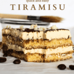 a slice of keto tiramisu with layers of gluten-free sponge soaked in coffee with mascarpone filling
