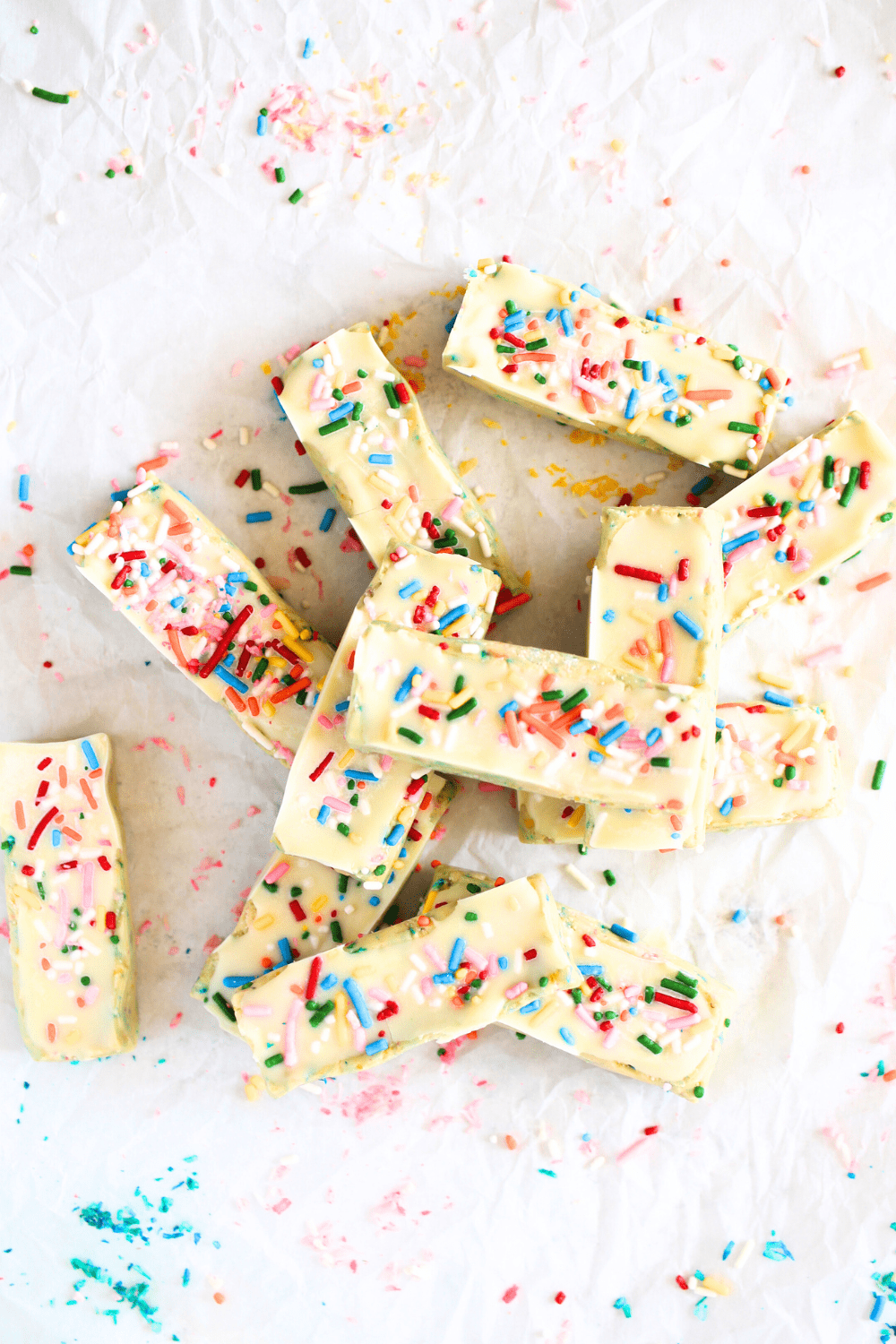 top view of PSMF protein bars that taste like birthday cake