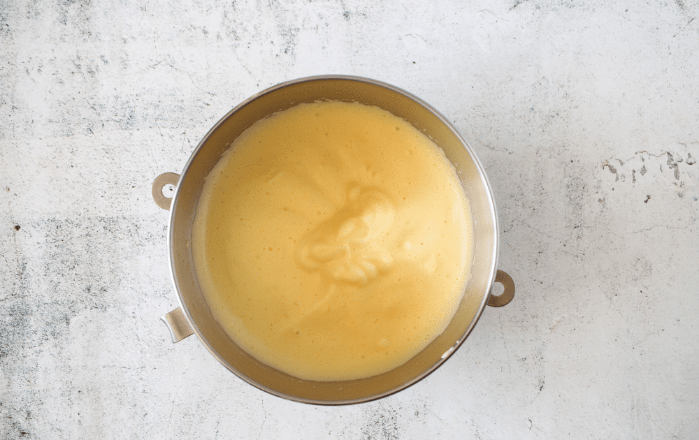 top view of whipped eggs needed to make the keto roll cake