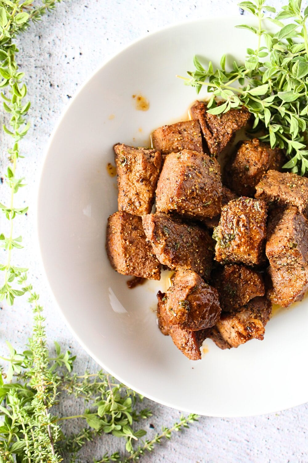 a bowl filled with keto steak bites for a zero carb recipe