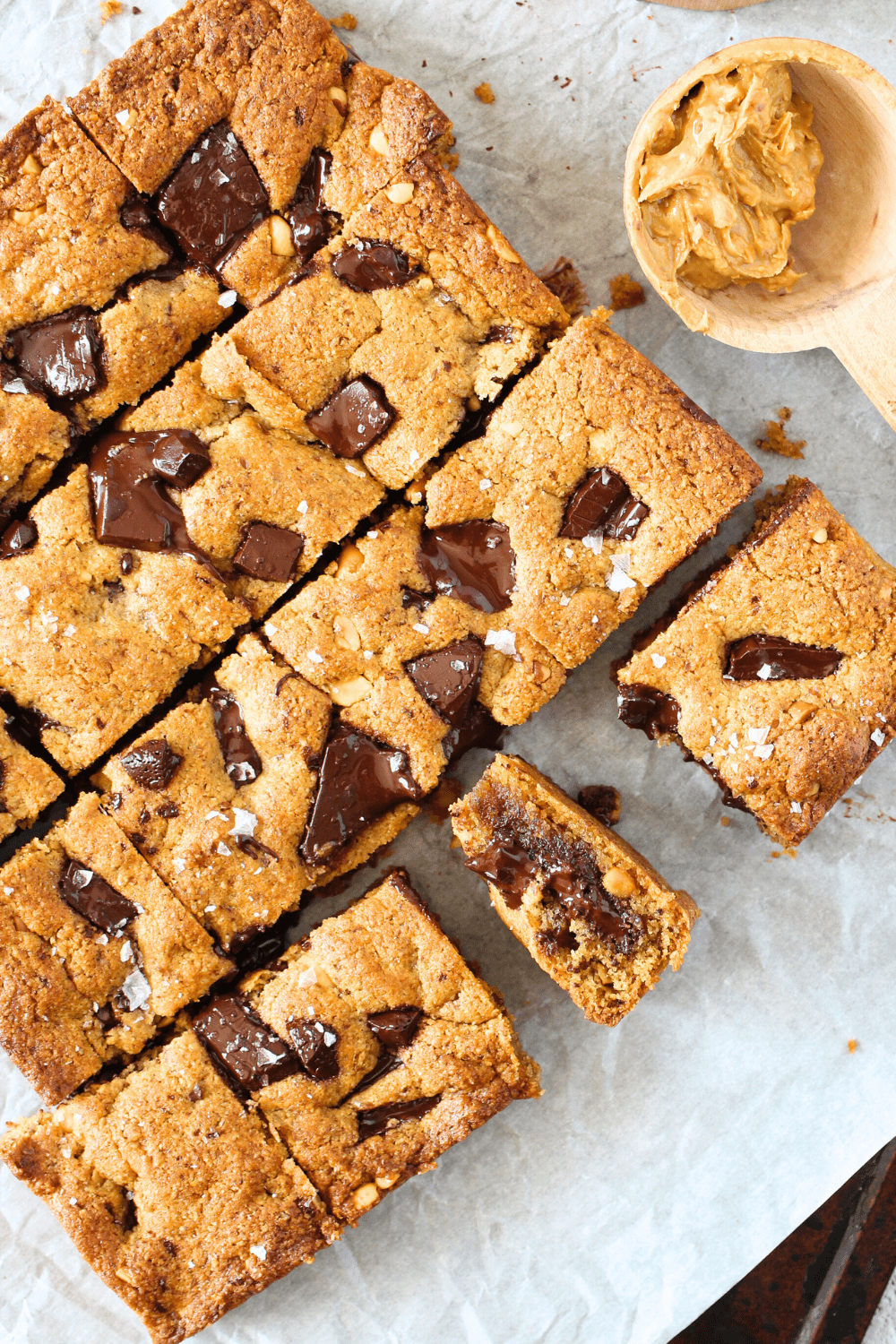 high fiber keto recipe made into peanut butter chocolate cookie bars