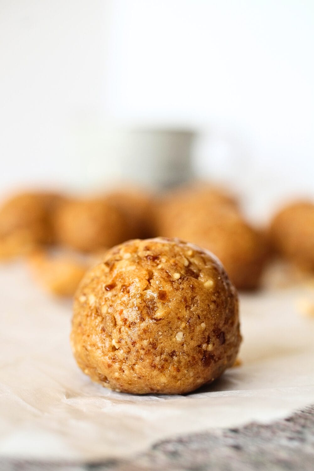 front view of a copycat protein larabar bites after being rolled