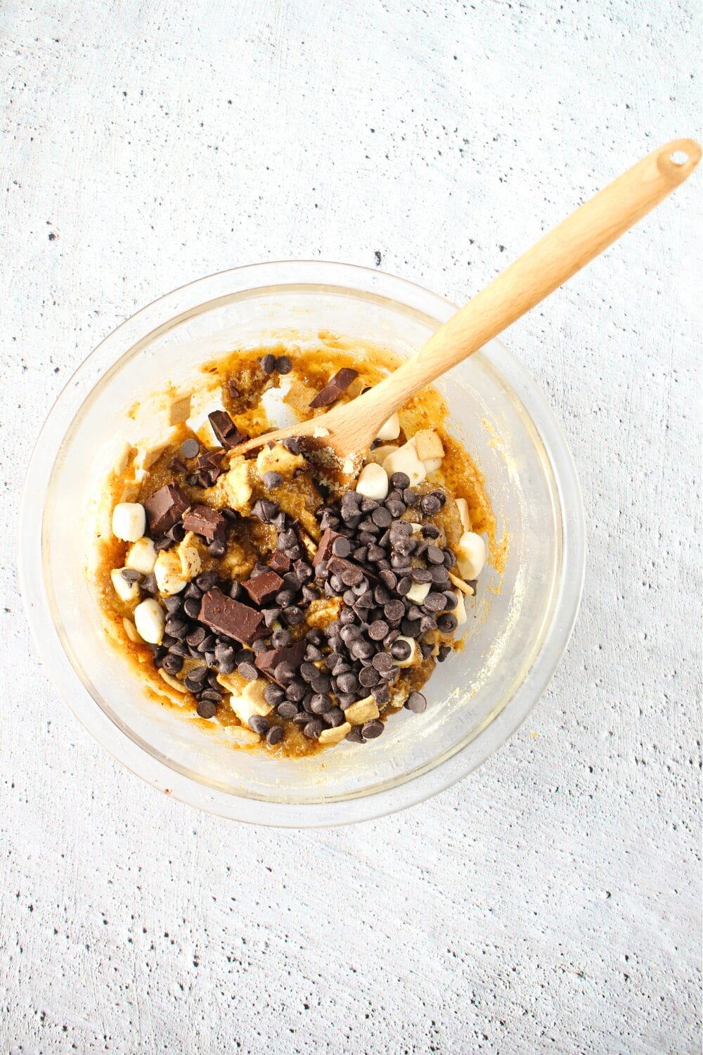 sugar-free marshmallow bars being mixed with a large spoon