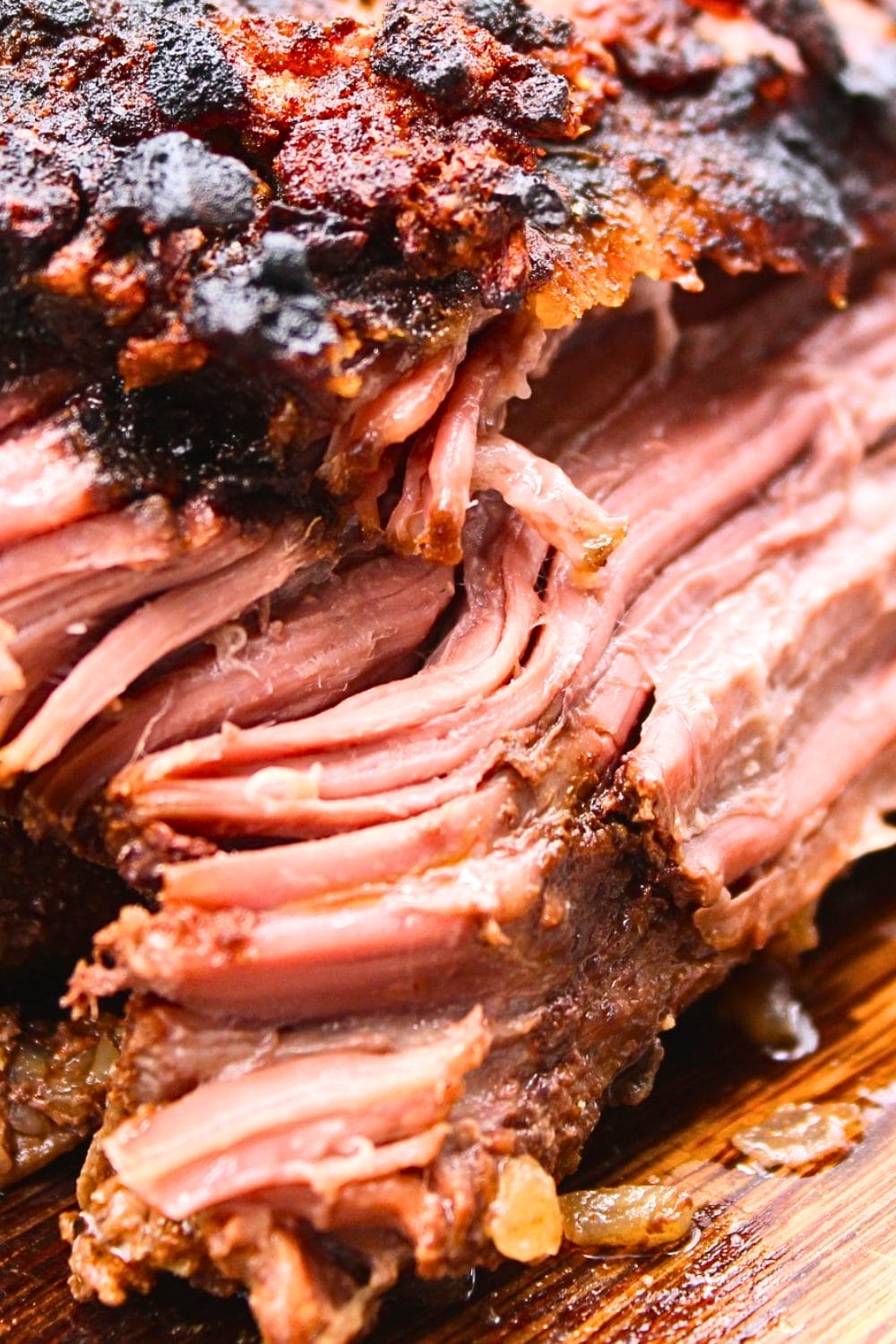 front view of pulled keto slow cooker brisket