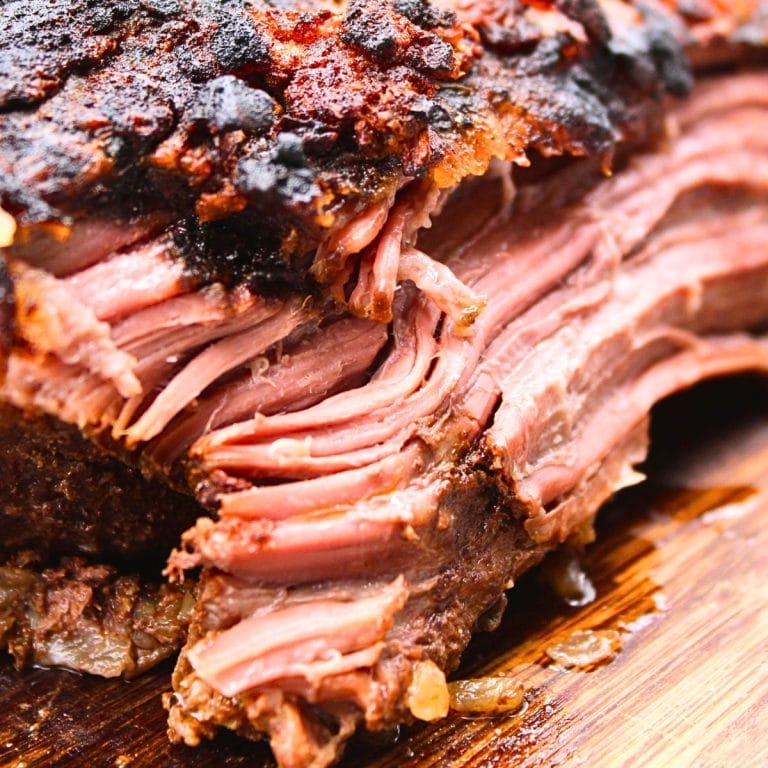 front view of pulled keto slow cooker brisket