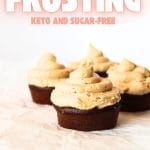 front view of high protein cupcake with high protein collagen frosting on top
