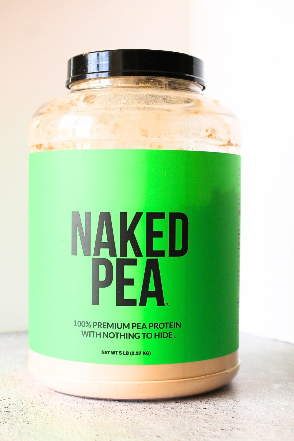 front view of Naked Nutrtion pea protein powder used to make protein powder brownies
