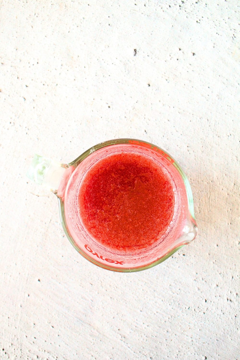 easy keto strawberry frosting ingredient of strawberry puree and gelatin