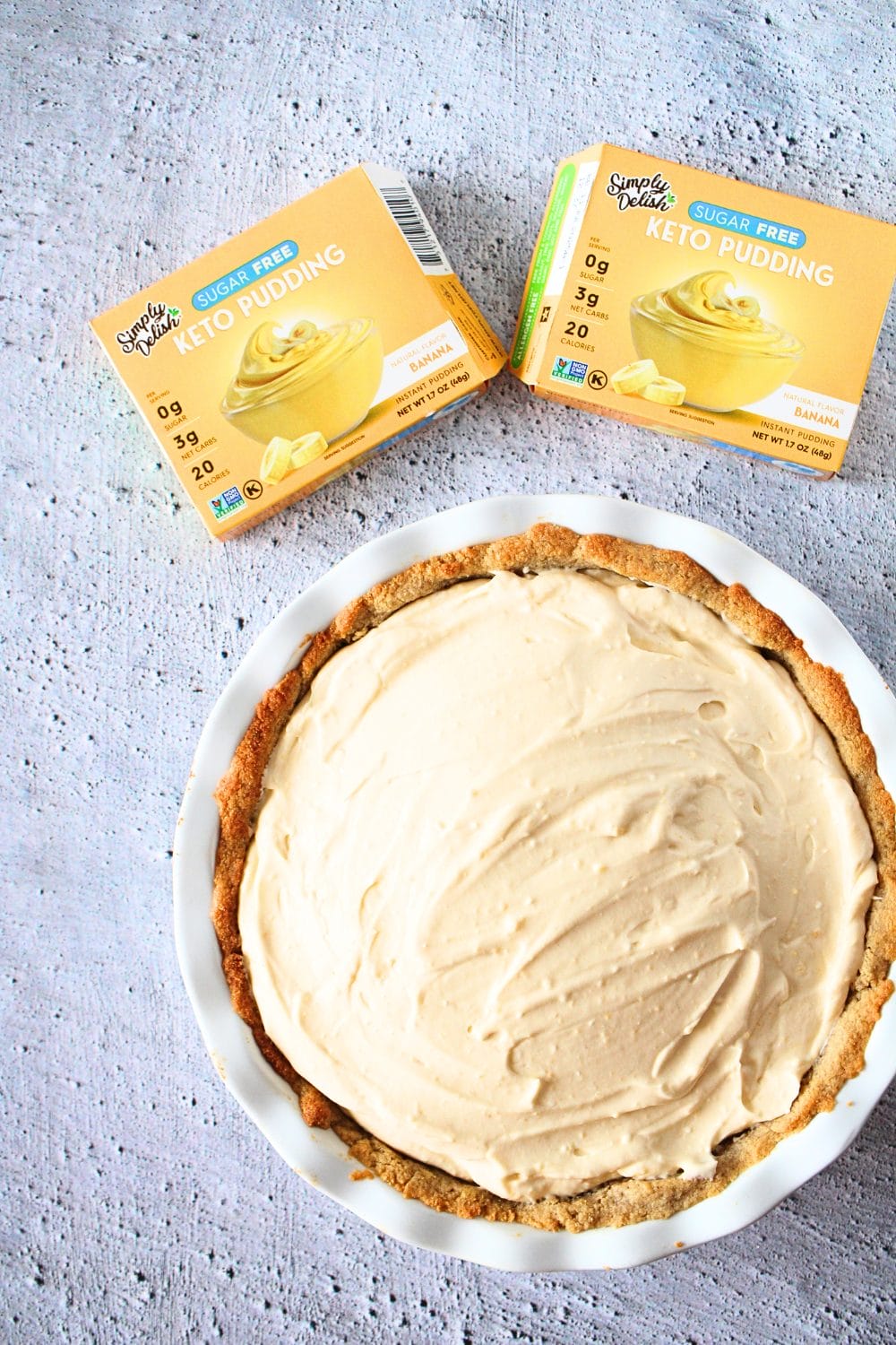 keto banana pudding using two boxes of sugar-free pudding mix