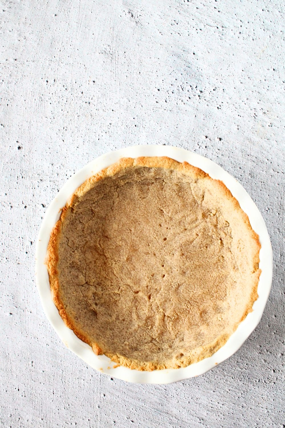 top view of baked keto vanilla wafer pie crust