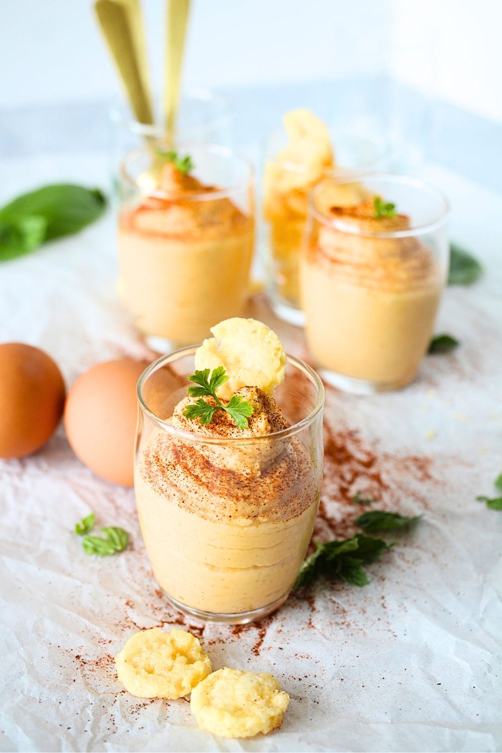 front view of a fat fast recipe made with eggs and mayo that taste like buffalo dip