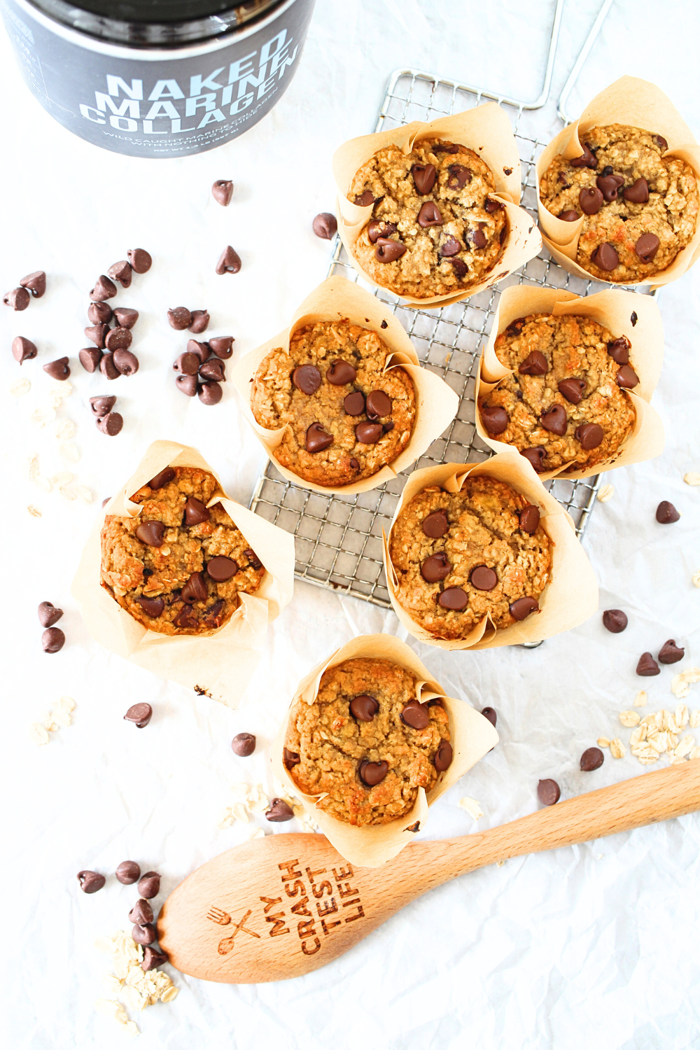 top view of nut-free banana mffins cooling on rack
