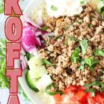 Healthy High Protein Keto Kofta Bowls with keto tangy kofta sauce and fresh herbs