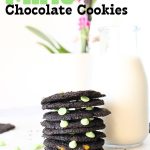 easy keto cookie recipe made with cocoa powder and mint chocolate chips