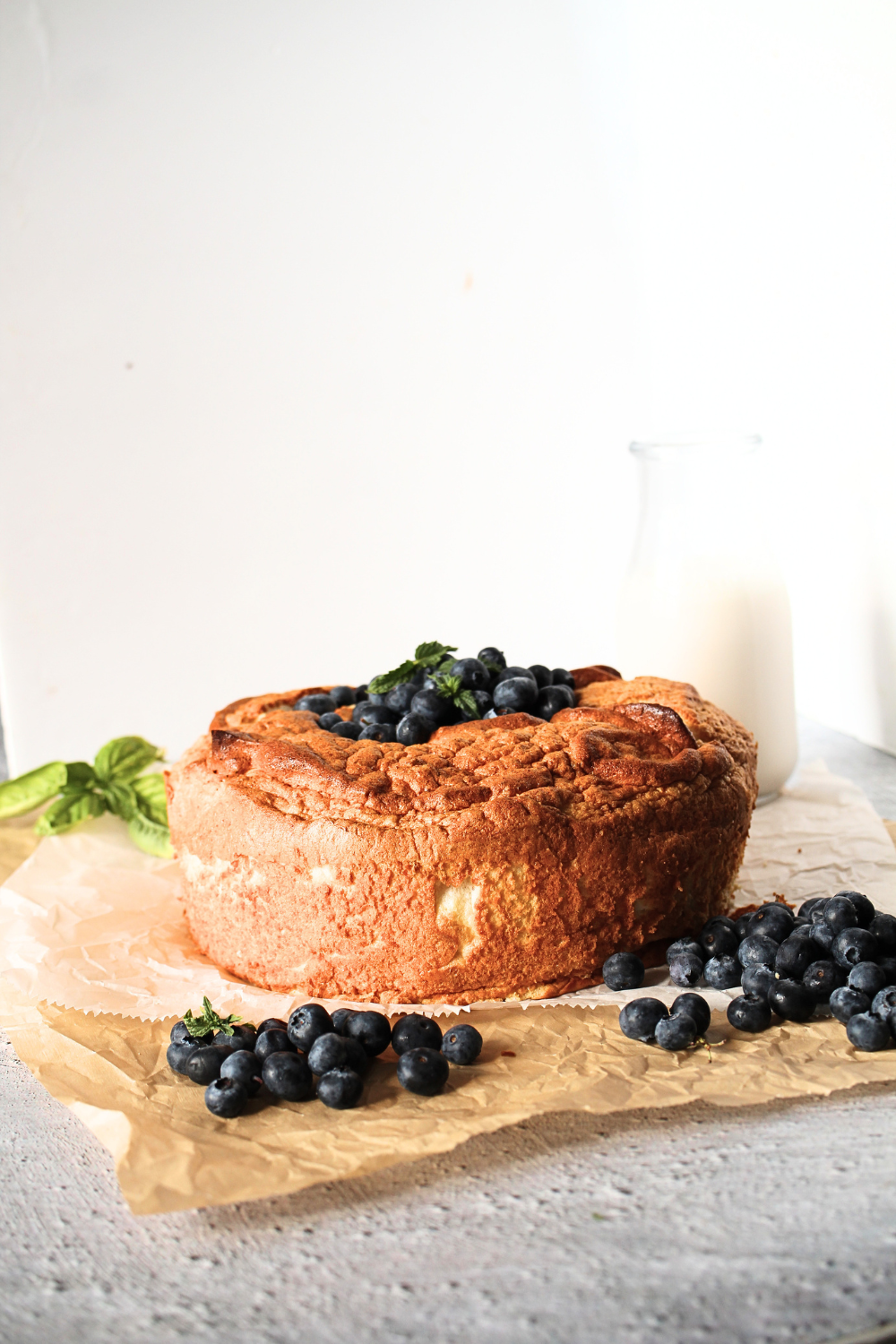 high protein Angel Food cake with berries